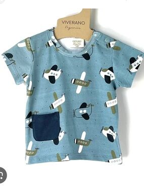 Blue Airplane Pocket Tee - Short Sleeve Kids Top